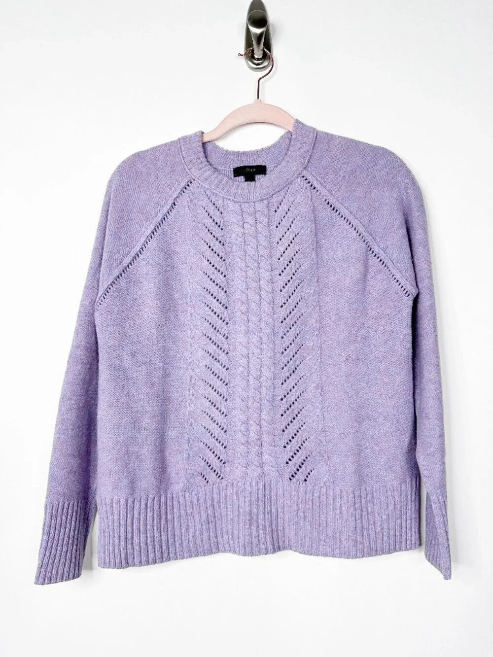 2/$30 J.Crew Wool Pointelle Cable Sweater Lilac Small #A1790